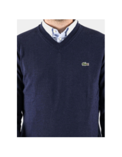 Pull fin à col en v bleu marine homme - Lacoste