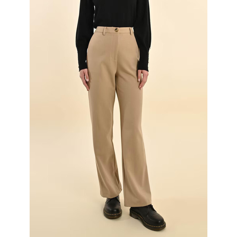 Pantalon droit taille haute beige femme - Molly Bracken