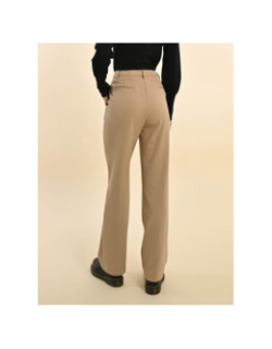 Pantalon droit taille haute beige femme - Molly Bracken