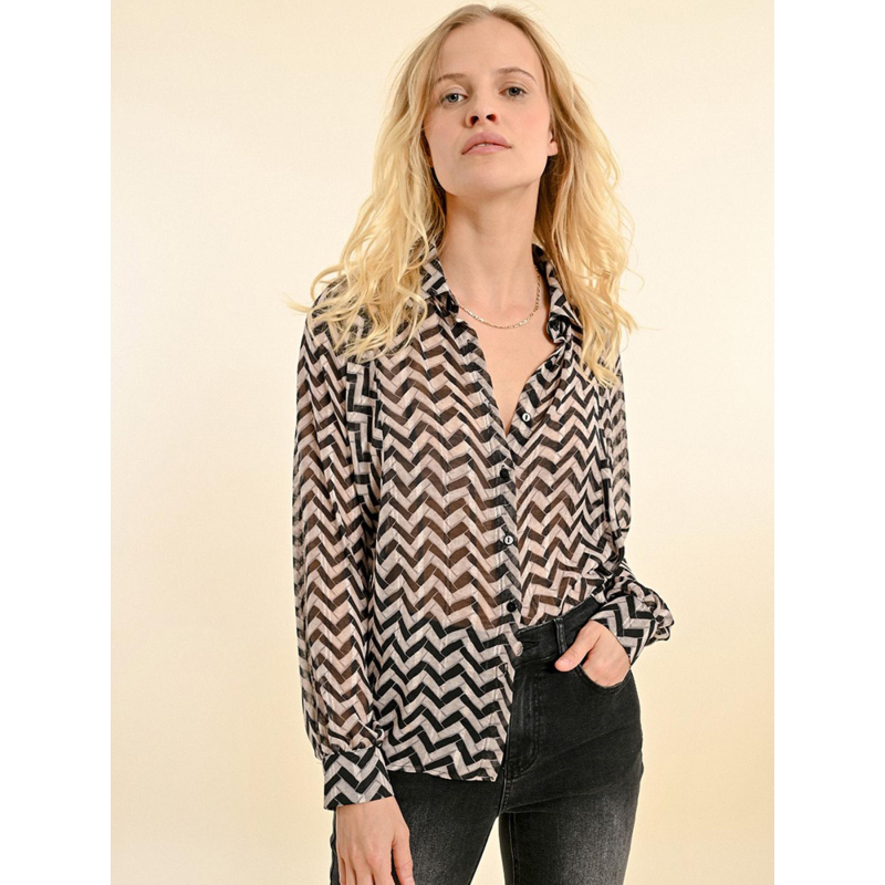 Chemisier imprimé zig zag gris noir femme - Molly Bracken