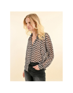 Chemisier imprimé zig zag gris noir femme - Molly Bracken