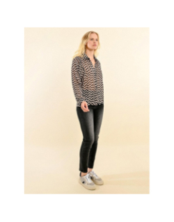 Chemisier imprimé zig zag gris noir femme - Molly Bracken