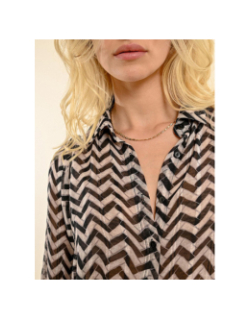 Chemisier imprimé zig zag gris noir femme - Molly Bracken