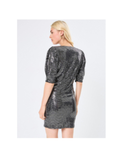 Robe courte à sequins argenté noir femme - Molly Bracken