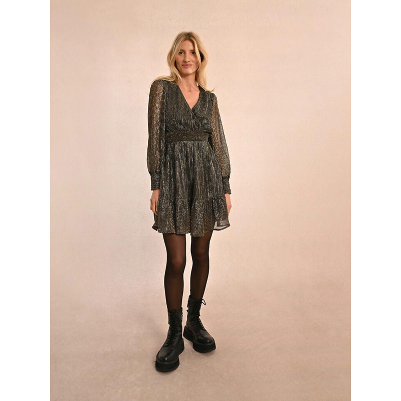 Robe cache cœur noir à paillette dorée femme Molly Bracken wimod