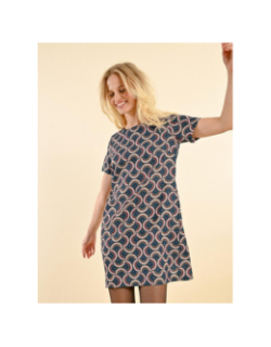 Robe courte imprimée bleu femme - Molly Bracken