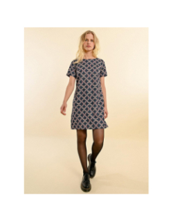 Robe courte imprimée bleu femme - Molly Bracken