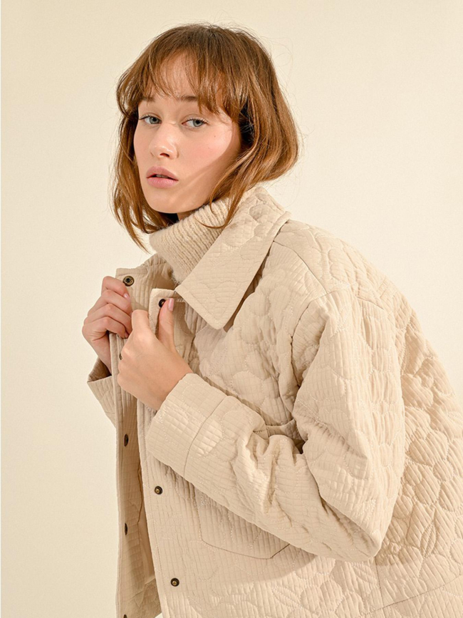 Veste type surchemise matelassée beige femme - Molly Bracken