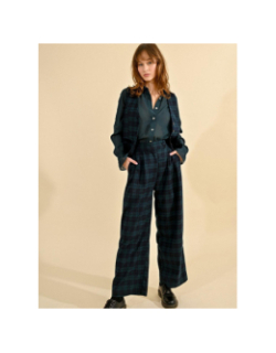 Pantalon à carreaux bleu femme - Molly Bracken