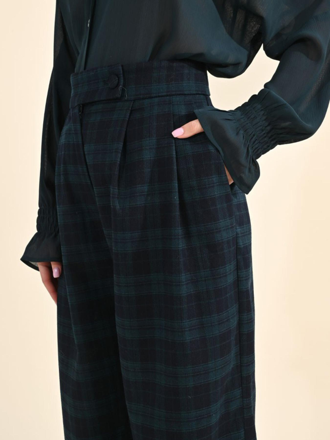 Pantalon à carreaux bleu femme - Molly Bracken