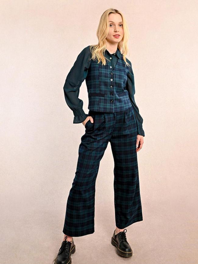 Veston à carreaux bleu marine femme - Molly Bracken