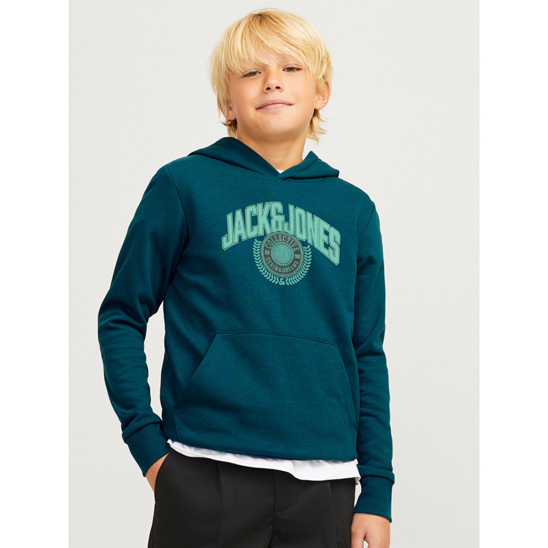 Sweat à capuche jjkam varsity vert garçon - Jack & Jones