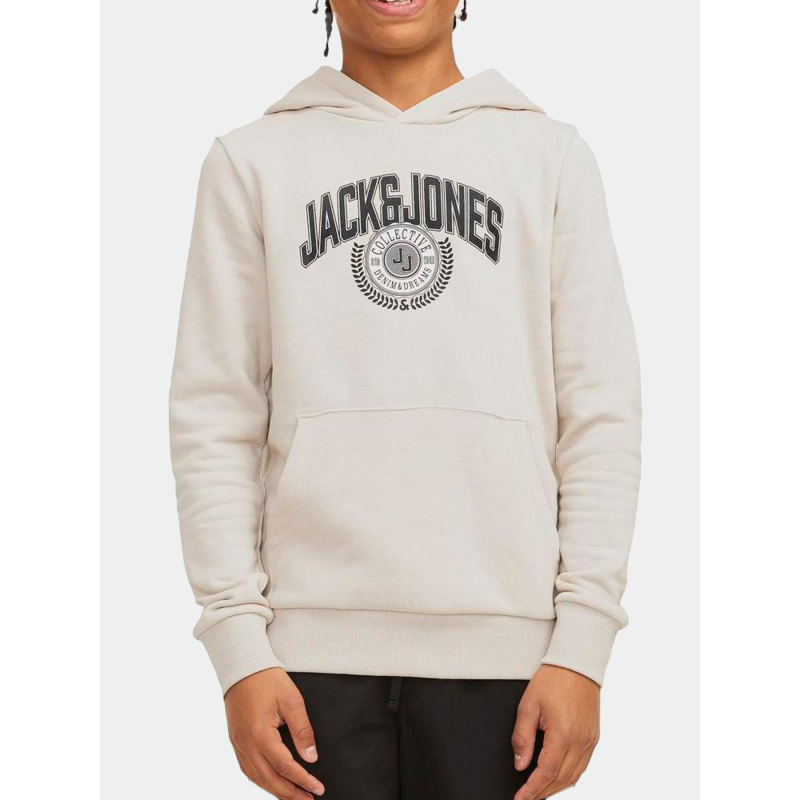 Sweat à capuche jjkam varsity beige garçon - Jack & Jones