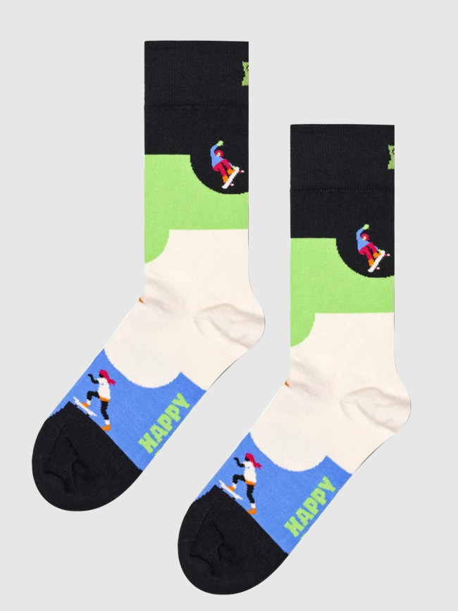 Chaussettes skateboard noir vert - Happy Socks