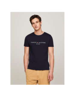 T-shirt slim fit core logo bleu marine homme - Tommy Hilfiger