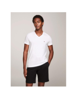 T-shirt col v stretch slim blanc homme - Tommy Hilfiger