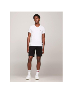 T-shirt col v stretch slim blanc homme - Tommy Hilfiger