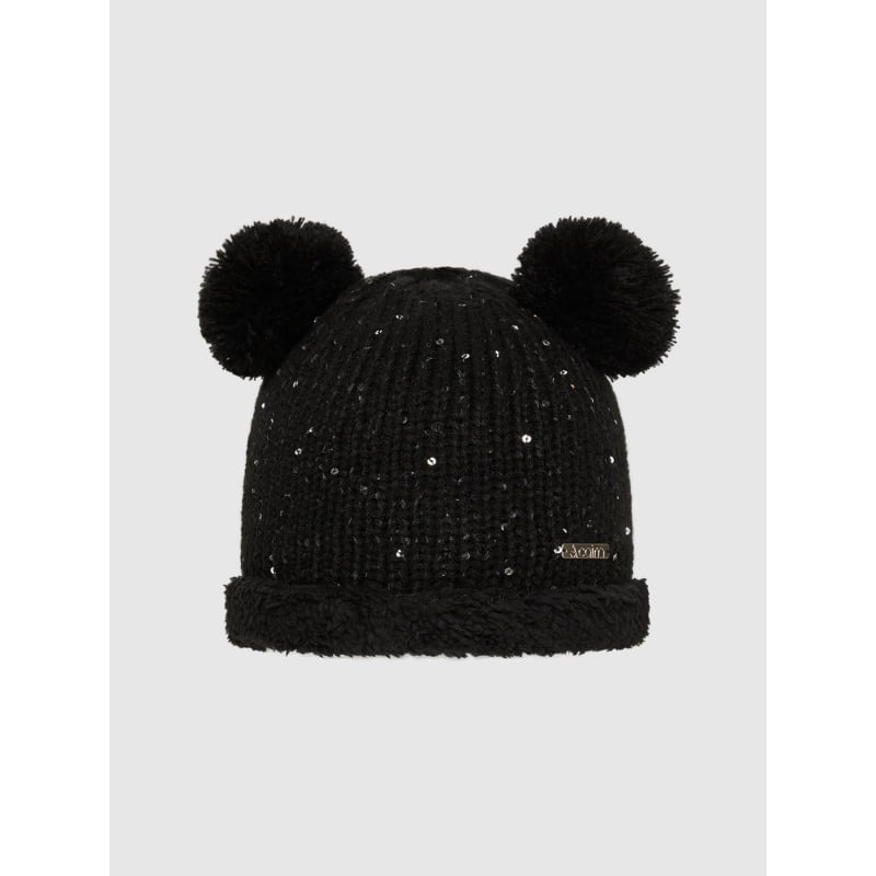 Bonnet double pompon manon noir enfant - Cairn