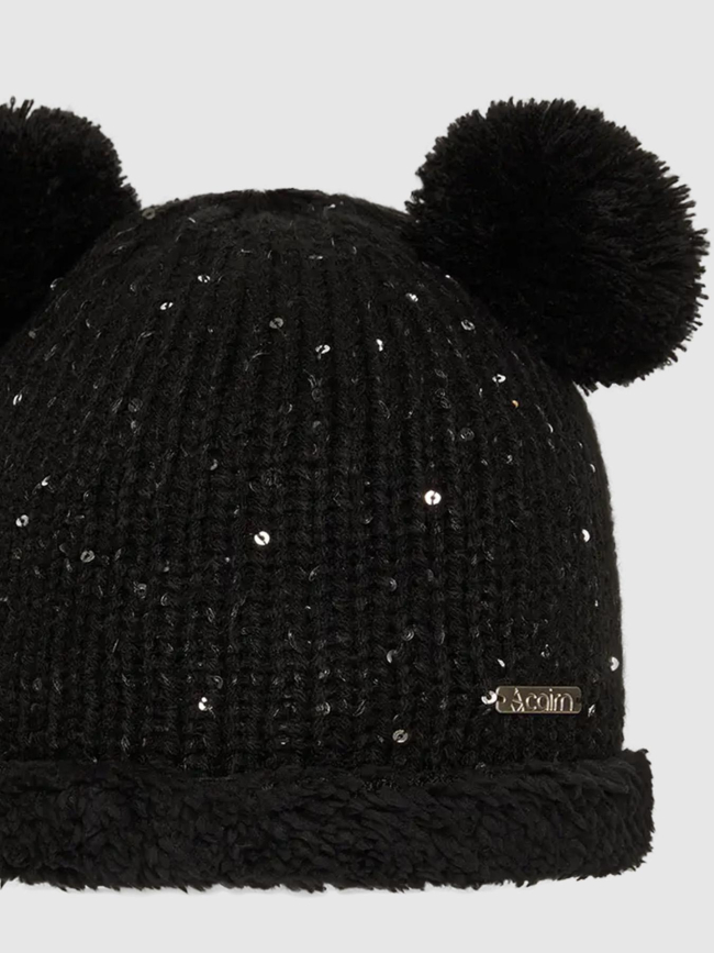 Bonnet double pompon manon noir enfant - Cairn
