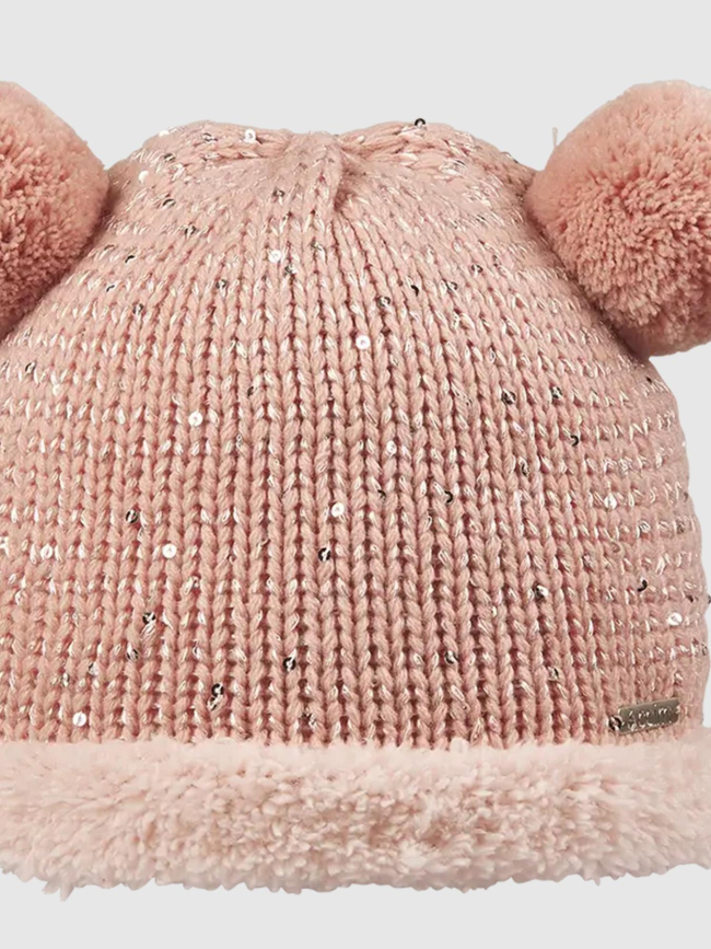 Bonnet double pompon manon rose enfant - Cairn
