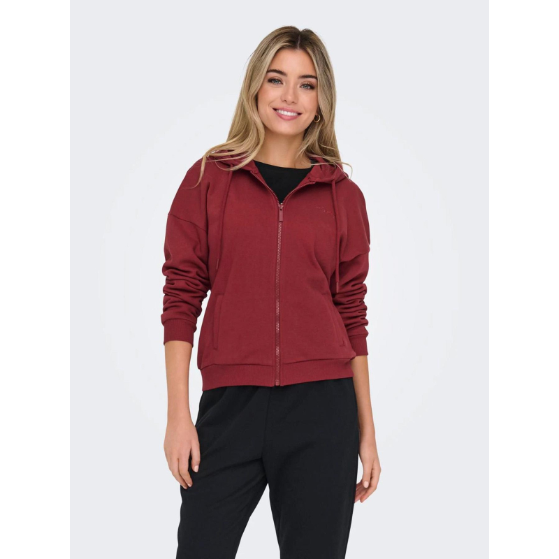 Sweat à capuche zippé onlplux rouge femme - Only Play