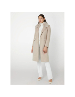 Manteau long col fausse fourrure nancy beige femme - Guess