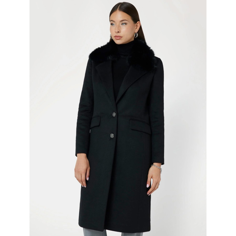 Manteau long col fausse fourrure nancy noir femme - Guess