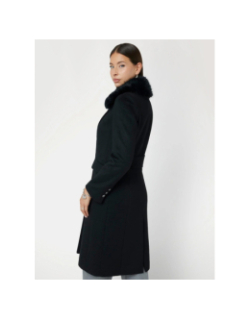 Manteau long col fausse fourrure nancy noir femme - Guess