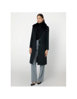 Manteau long col fausse fourrure nancy noir femme - Guess