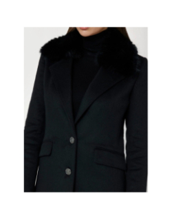 Manteau long col fausse fourrure nancy noir femme - Guess