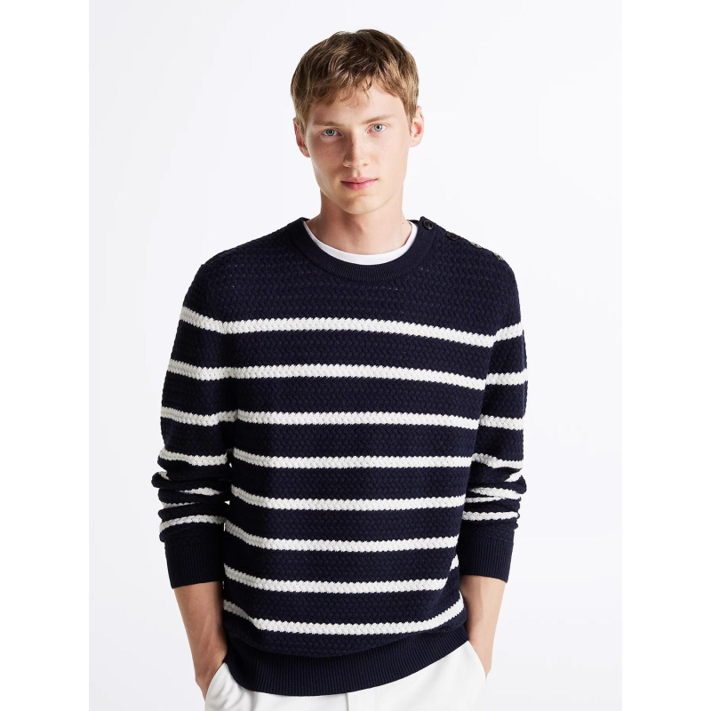 Pull rayé bleu marine blanc homme - Tommy Hilfiger