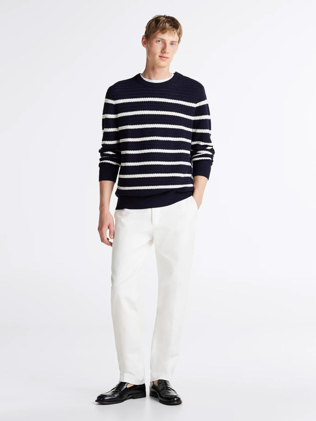 Pull rayé bleu marine blanc homme - Tommy Hilfiger