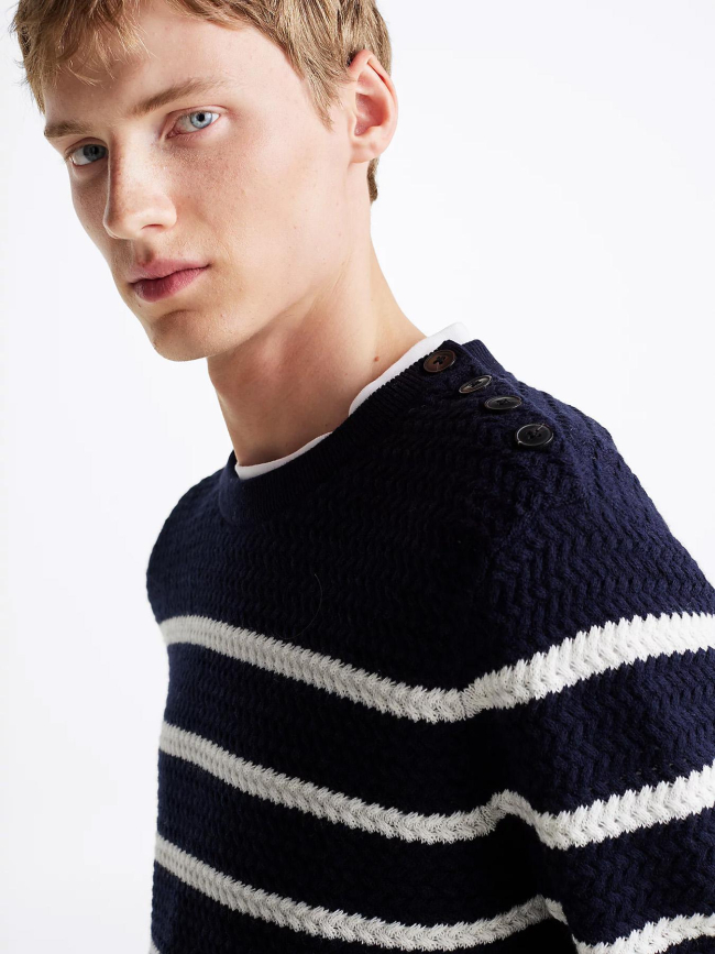 Pull rayé bleu marine blanc homme - Tommy Hilfiger