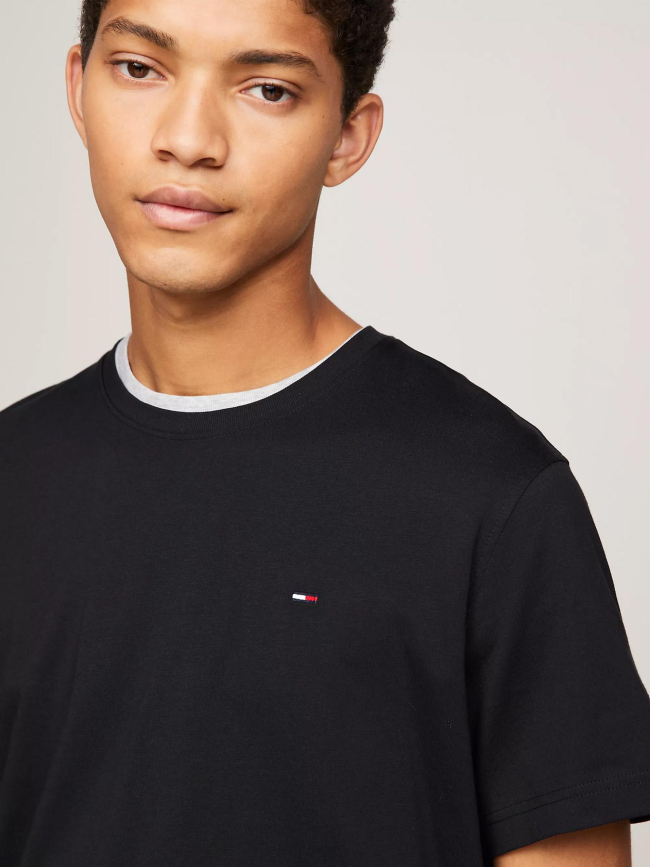 T-shirt slim logo brodé noir homme - Tommy Jeans