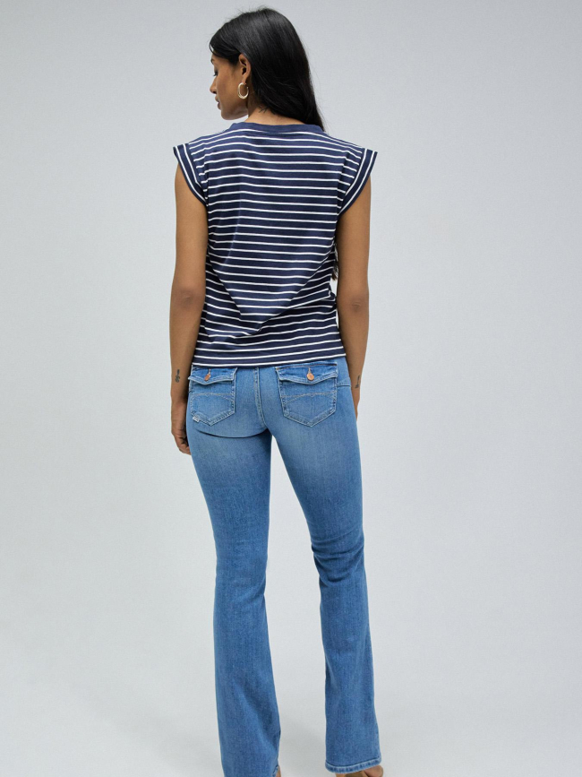 T-shirt mettalic sailor stripes bleu marine femme - Salsa