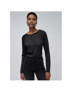 Pull fin brillant boutons noir femme - Salsa