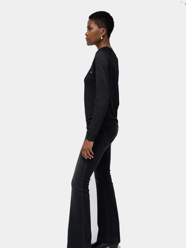 Pull fin brillant boutons noir femme - Salsa