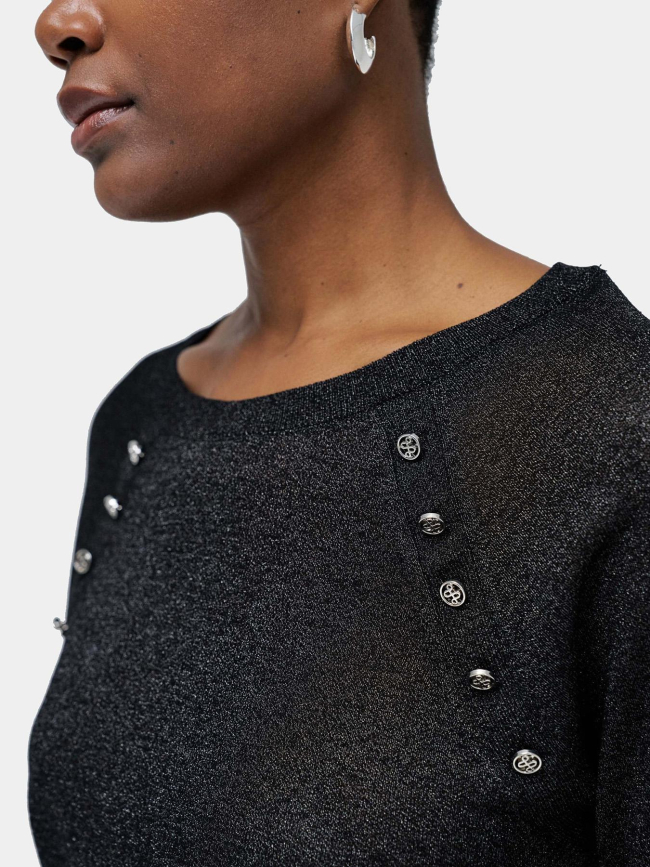 Pull fin brillant boutons noir femme - Salsa