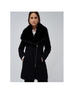 Manteau grace en tissu avec imitation fourrure noir femme - Salsa