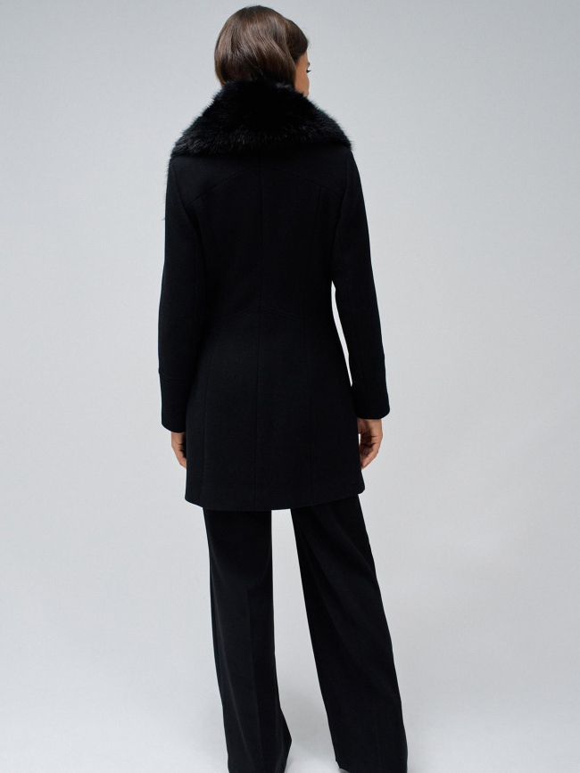 Manteau grace en tissu avec imitation fourrure noir femme - Salsa