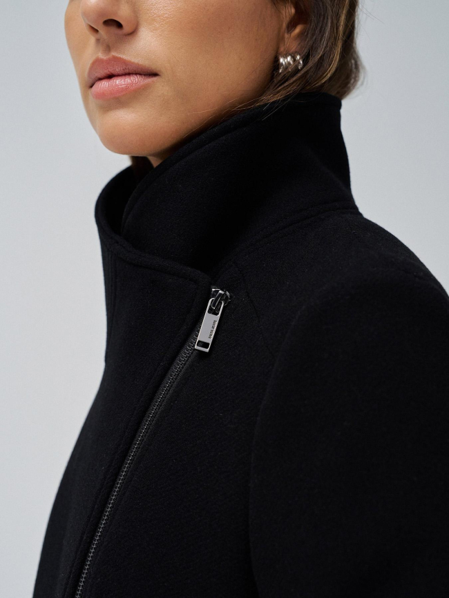 Manteau grace en tissu avec imitation fourrure noir femme - Salsa