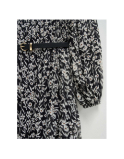 Robe plissé avec ceinture à motif floral noir femme - Salsa