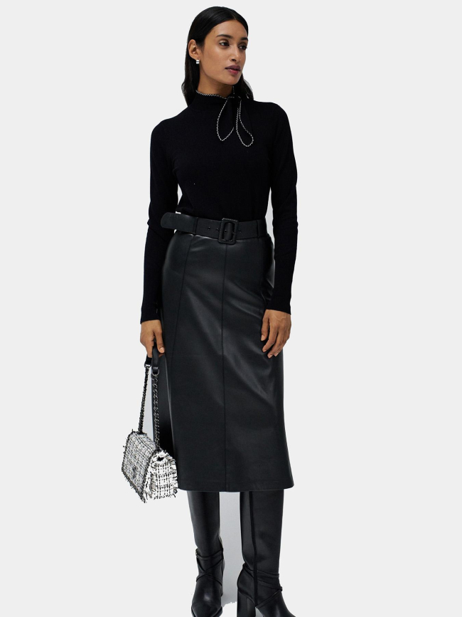 Pull slim avec nœud au col noir femme - Salsa