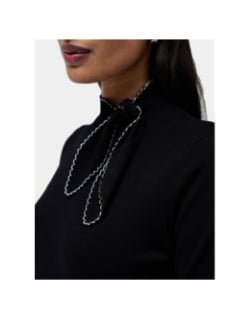 Pull slim avec nœud au col noir femme - Salsa