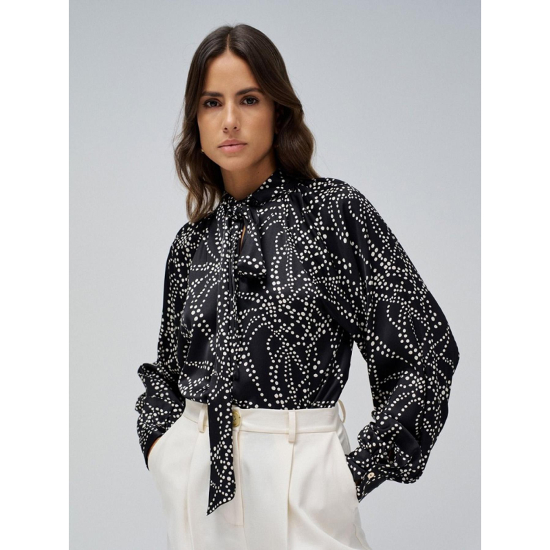 Blouse col en v à poids noir femme - Salsa