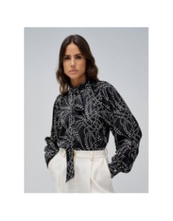 Blouse col en v à poids noir femme - Salsa