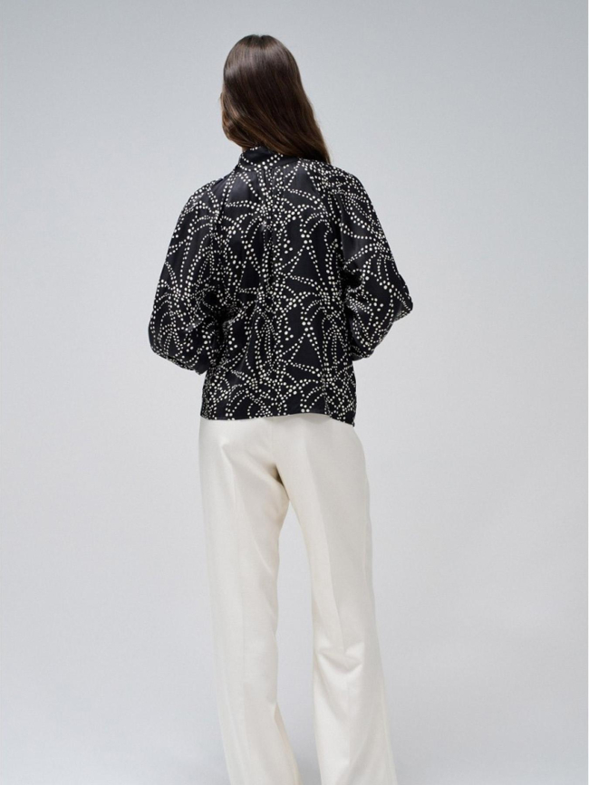 Blouse col en v à poids noir femme - Salsa