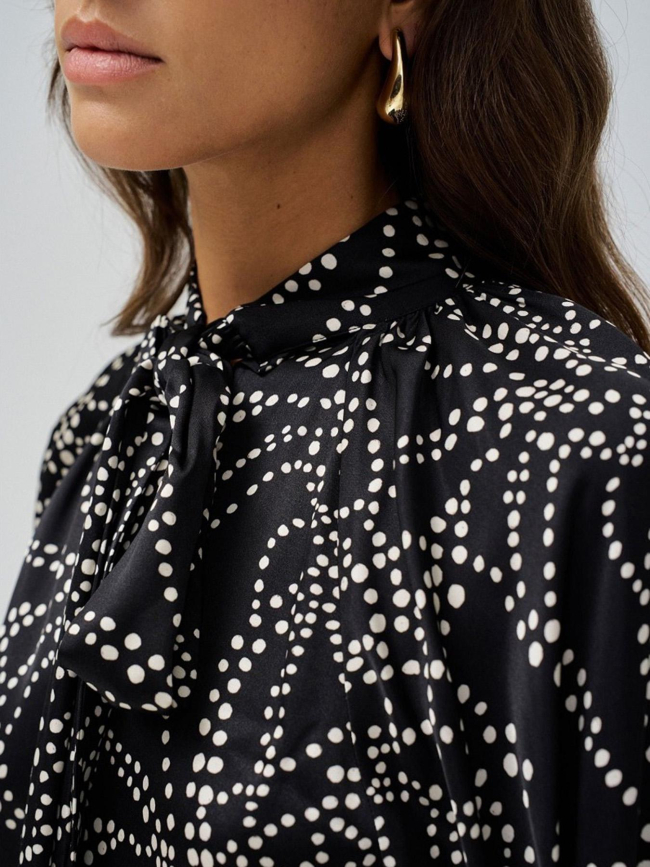 Blouse col en v à poids noir femme - Salsa