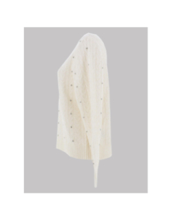 Pull col rond à sequins brillants blanc femme - Salsa