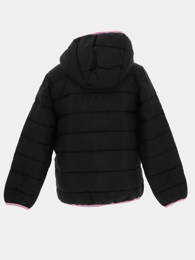 Doudoune à capuche allover noir et rose enfant - Champion